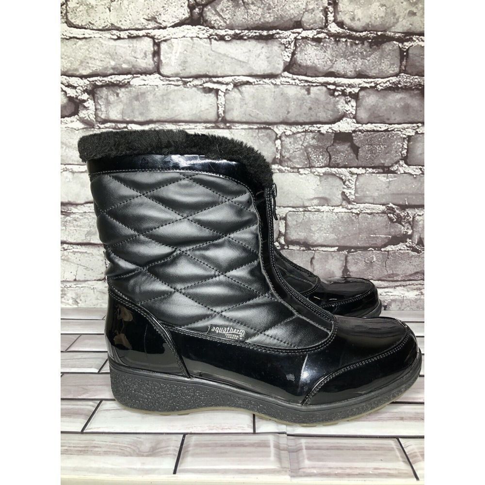 Aquatherm by Santana Canada Tasha Black Low Wedge Water Resistant Bootie 10M US